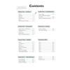 A contents page listing grammar, spelling, punctuation and comprehension sections with page numbers and tick boxes to track