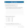A timed spelling test where children rewrite a passage with errors, tick the correct word from four options