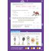 Children solve algebra puzzles involving variables and equations, including a word problem about buying sports equipment