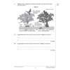 A diagram of a woodland ecosystem is shown, followed by two short questions asking for abiotic and biotic factors