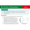 Five short-answer questions on environmental factors and a graph interpretation task to explain photosynthesis rates