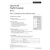 The front page of a GCSE English Language practice paper, showing instructions, candidate details and an examiner's mark grid