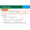 Five questions on standard form, including multiple choice, conversions, and calculations with comets