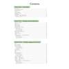 A contents page listing three sections on exam basics, reading understanding, and language structure with page numbers