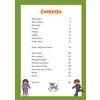 A contents page listing Year 4 English topics like word types, clauses and persuasive writing