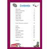 A contents page listing English topics from word types to editing, with page numbers and a cinema theme