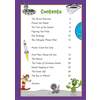 A table of contents listing story titles and page numbers, decorated with space-themed cartoons