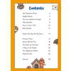 A contents page listing ten short stories and a puzzle, with page numbers and cartoon dogs decorating the layout