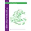 The front cover of a Year 1 and 2 reading comprehension workbook, featuring a cartoon frog in a suit