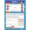 Children trace numbers and complete simple addition sentences by circling the correct number of buckets