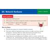 Six questions on network hardware, including multiple choice and short answers, with a cartoon radish character