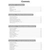A contents page listing four sections covering exam basics, reading, language, and writing, with page numbers