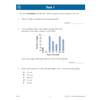A timed test with three questions on rounding, reading a bar chart, and calculating volume