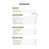 A contents page listing grammar, punctuation and spelling sections with page numbers and tick boxes to track progress
