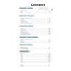 A contents page listing grammar, punctuation, spelling, writing and eight assessment tests with page numbers and tick boxes