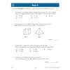 A timed test with four questions covering rounding, geometry, fractions, and area
