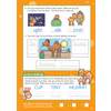 Children trace and write words to practise joined-up letters, then rewrite a short text without capitals and tick a face