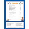 A contents page listing handwriting topics and puzzles with page numbers, plus publisher details at the bottom