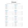 A contents page listing eight weeks of daily practice with page numbers and tick boxes to track progress
