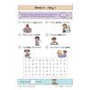 Children read six sentences, circle the bold words, then find and circle those words in a wordsearch grid