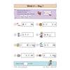 Children add missing letters to complete eight words using the pairs ay, oy and ea, then tick a box to record their score