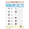 Children read words and write rhyming words in frames, using pictures to help them find the answer