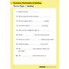 Ten sentences with missing words for children to complete, focusing on spelling in context