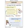 Children tick or cross sentences to check if they start with a capital letter, then complete a similar exercise