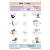 Children draw lines to match missing letters to pictures, practising Year 1 spelling words with a self-score box
