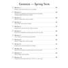 A contents page listing twelve weekly arithmetic workouts for the Spring Term, covering times tables
