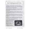 A story about three children exploring an underground air-raid shelter, with a black and white photo of a tunnel