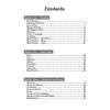 A contents page listing three sections covering reading, word types, and sentences with page numbers