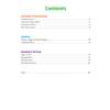 A clear table of contents showing grammar, spelling and writing sections with page numbers for easy navigation