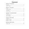 A table of contents listing five sections on volcanoes and earthquakes with page numbers for each chapter