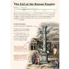 A page explaining the collapse of the Roman Empire with a timeline and a detailed illustration of a Roman city to help