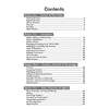 A table of contents listing four sections covering number, calculations, fractions and algebra with page numbers