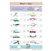 Twelve conversion questions using cartoon animals and vehicles, where children calculate lengths in metres or feet
