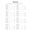 A contents page listing eight weeks of daily practice, with tick boxes to track which tests have been attempted