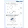 Two geometry questions on hexagons where children draw parallel and perpendicular lines, then shade a section of a grid
