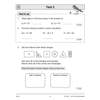 A timed test with three questions on multiplication, missing numbers and sorting shapes into categories