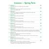 A contents page listing twelve weekly maths workouts covering addition, subtraction, measurement and fractions