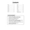 A contents page listing 12 tests and a progress chart, plus instructions on how to use the book