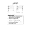 A contents page listing 12 tests on fractions, decimals and percentages, plus answers and a progress chart