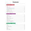 A contents page listing spelling, punctuation and grammar topics with page numbers for easy navigation