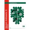 The front cover of the answer book for Mental Arithmetic 1, featuring a brain graphic filled with maths symbols