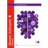 The front cover of the Mental Arithmetic 4 answer book, featuring a purple brain graphic filled with maths symbols
