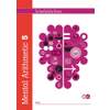 The front cover of Mental Arithmetic Book 5, featuring a brain graphic filled with maths symbols