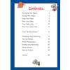 A contents page listing multiplication and division topics with page numbers, plus a puzzle and answers section