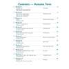A contents page listing twelve weekly workouts covering spelling rules, suffixes, and vocabulary puzzles for the autumn term