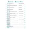 A contents page listing twelve weekly workouts covering spelling rules, vocabulary puzzles and themed word lists